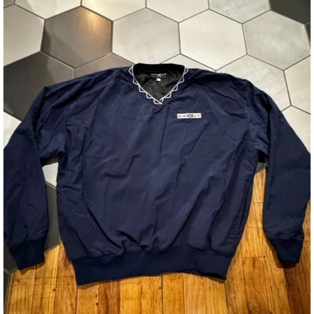 Vintage Mark Scot Collection Golf course pullover windbreaker navy blue size Lrg